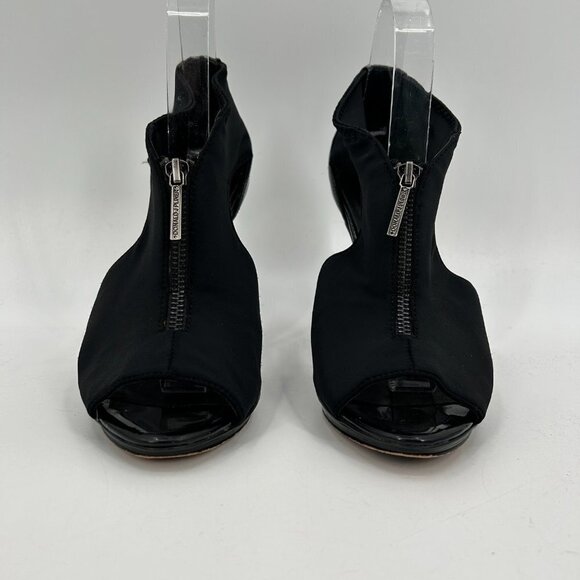 DONALD J. PLINER Black Parvis Zip Up Peep Toe High Heels Shoes Size 8.5 - Picture 4 of 11